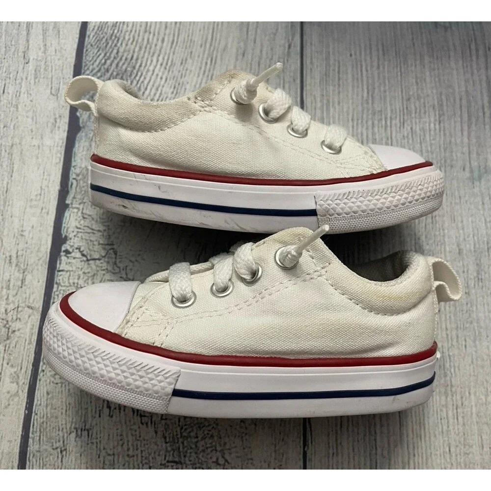 White Converse Slip On Toddler Shoes, Size 5